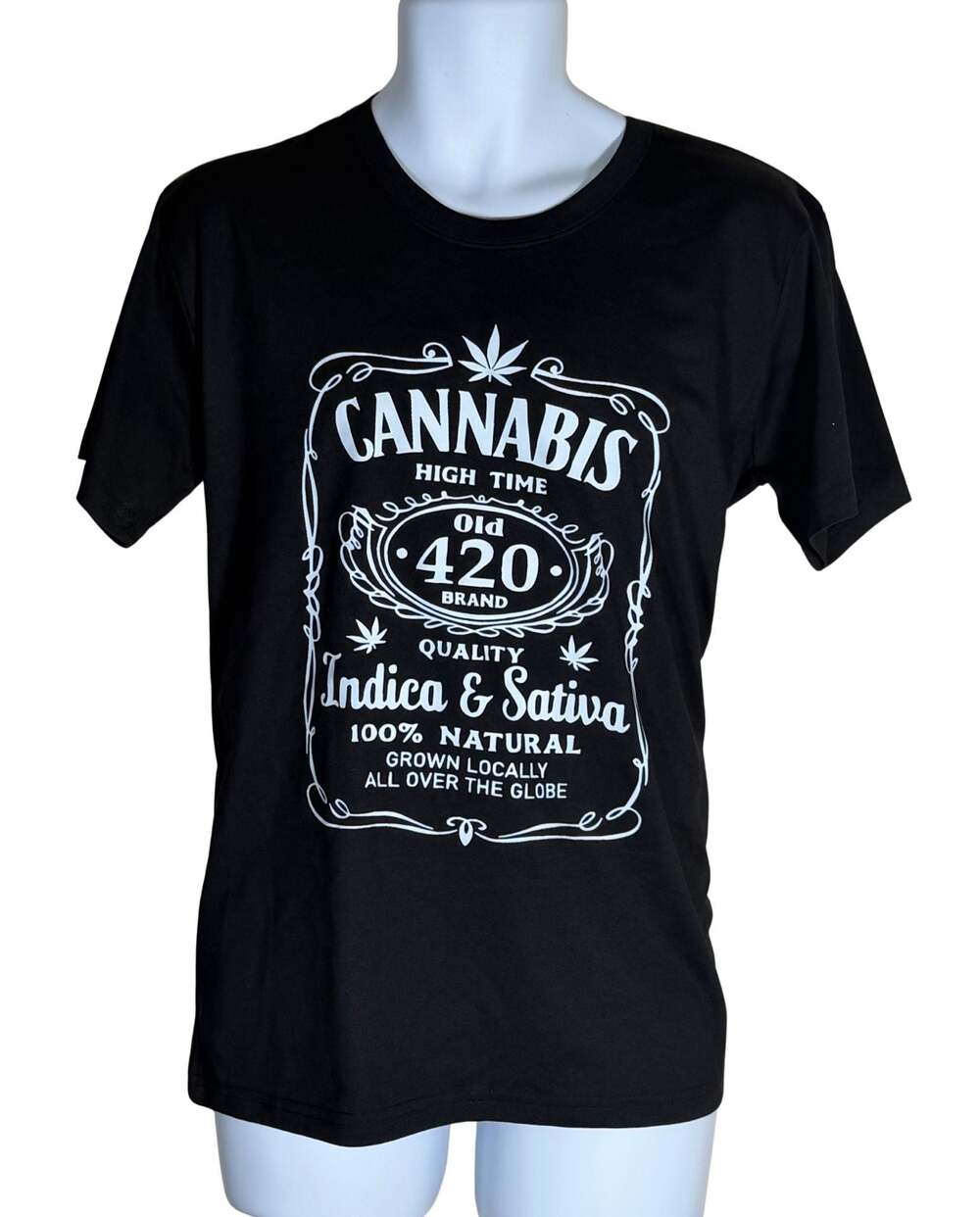 High Time Old 420 Quality Indica and Sativa Weed T-Shirt Black